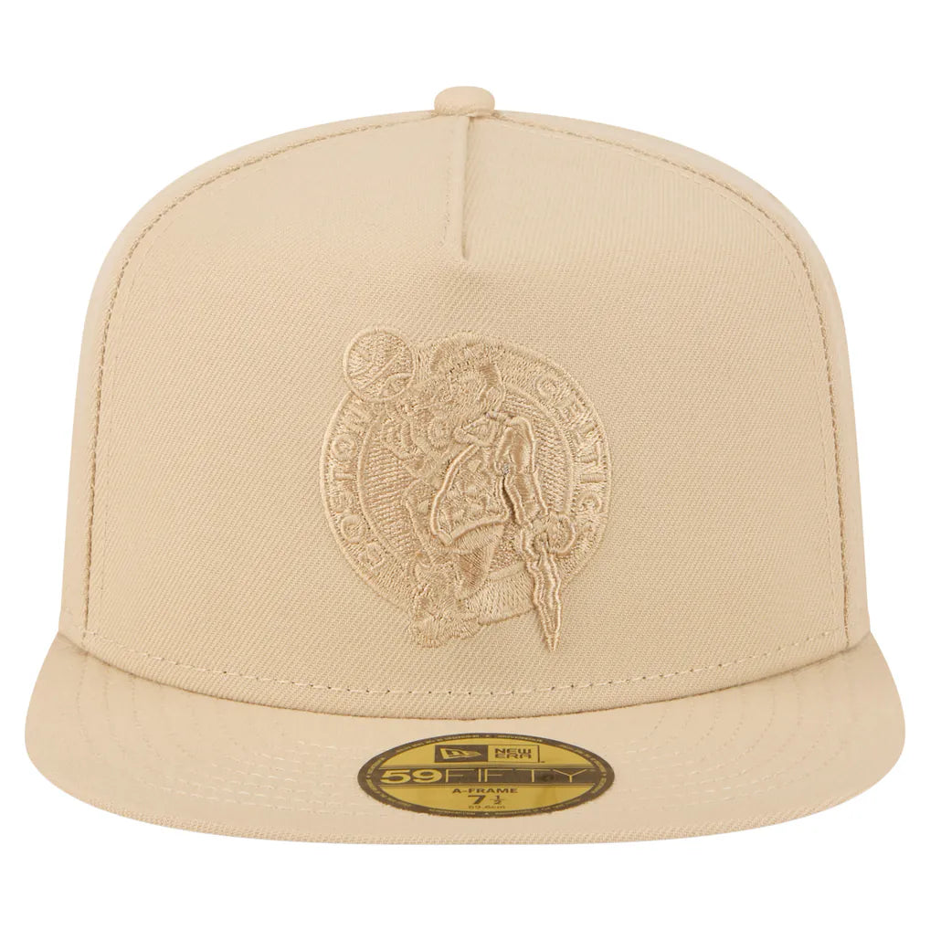 Boston Celtics New Era Color Pack A-Frame 59FIFTY Fitted Hat - Khaki Techwosell