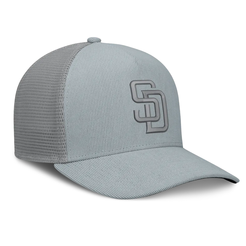 San Diego Padres Fanatics Corduroy Relief Trucker Adjustable Hat - Gray