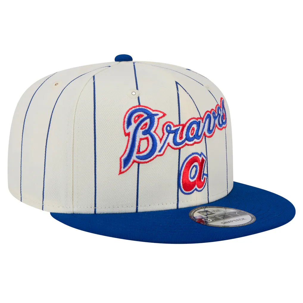 Atlanta Braves New Era Jersey Pinstripe 9FIFTY Snapback Hat - White Techwosell