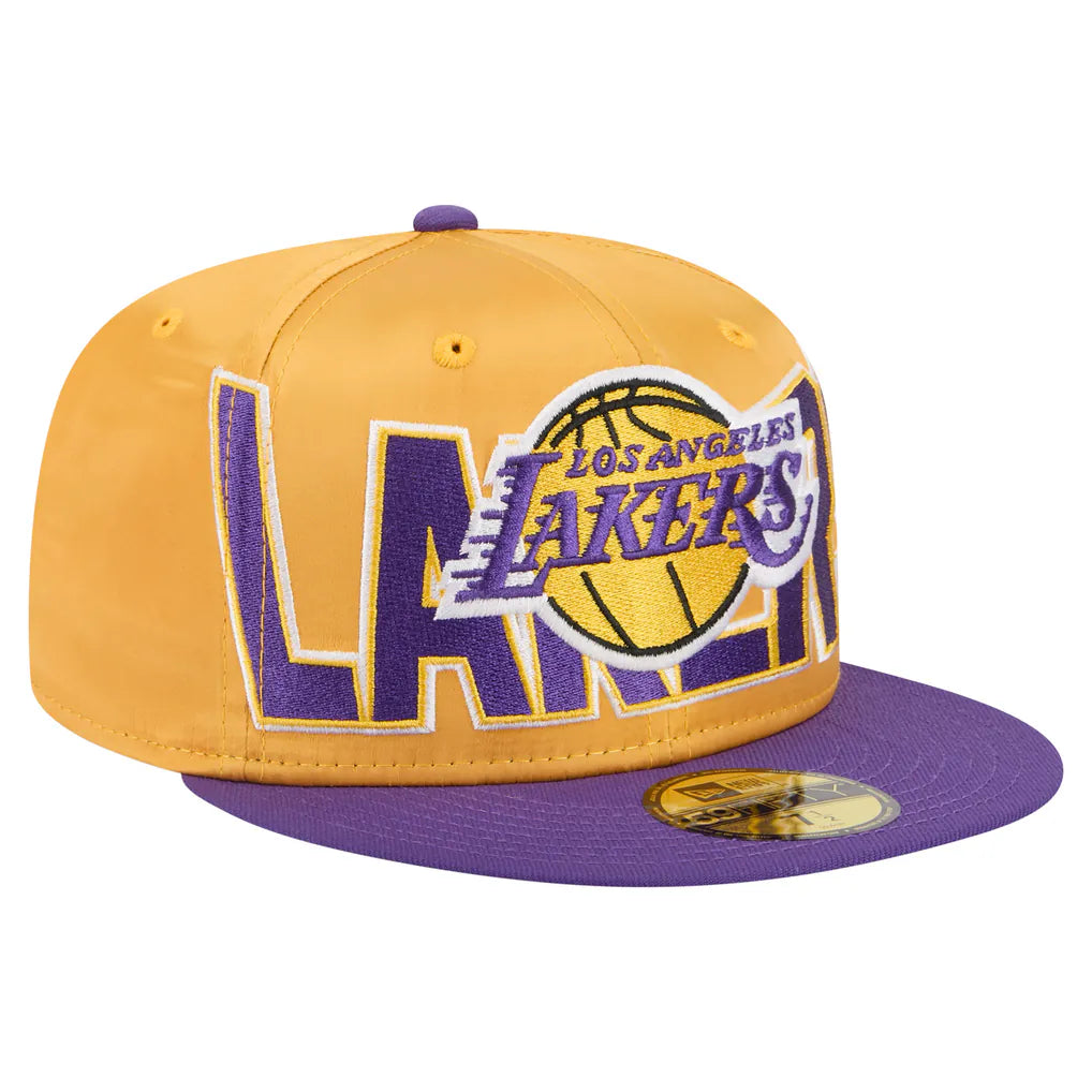 Los Angeles Lakers New Era Satin Two-Tone 59FIFTY Fitted Hat - Gold/Purple