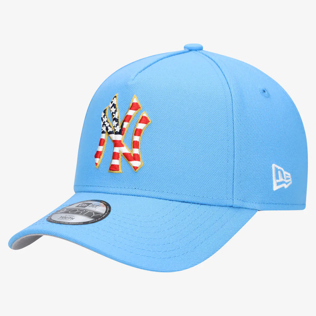 New York Yankees New Era Youth Celebrate America's 250th 9FORTY A-Frame Adjustable Hat - Light Blue Techwosell