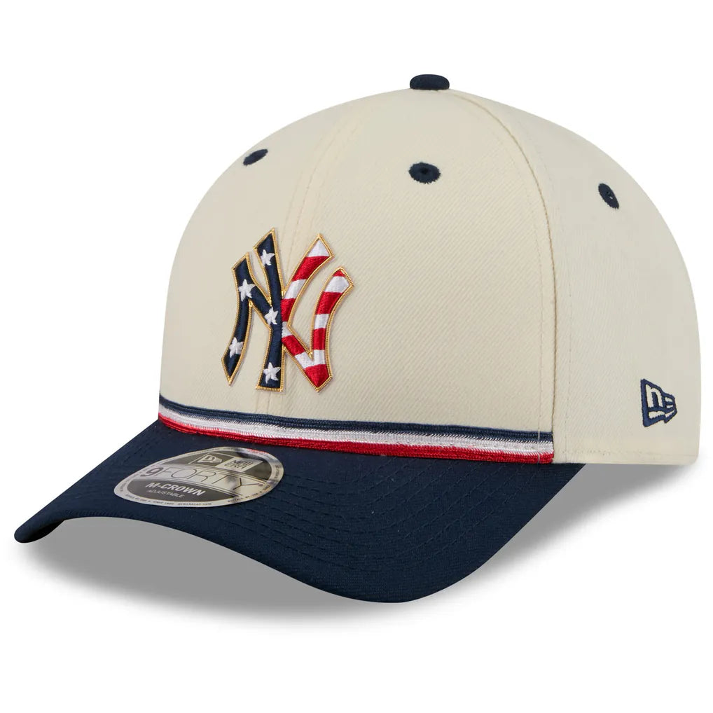 New York Yankees New Era Youth USA 250 9FORTY M-Crown Adjustable Hat - Cream/Navy