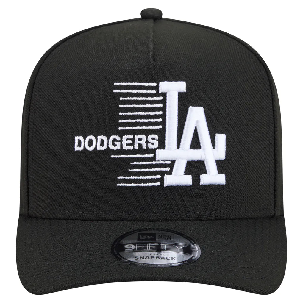 Los Angeles Dodgers New Era Motion A-Frame 9FIFTY Snapback Hat - Black Techwosell