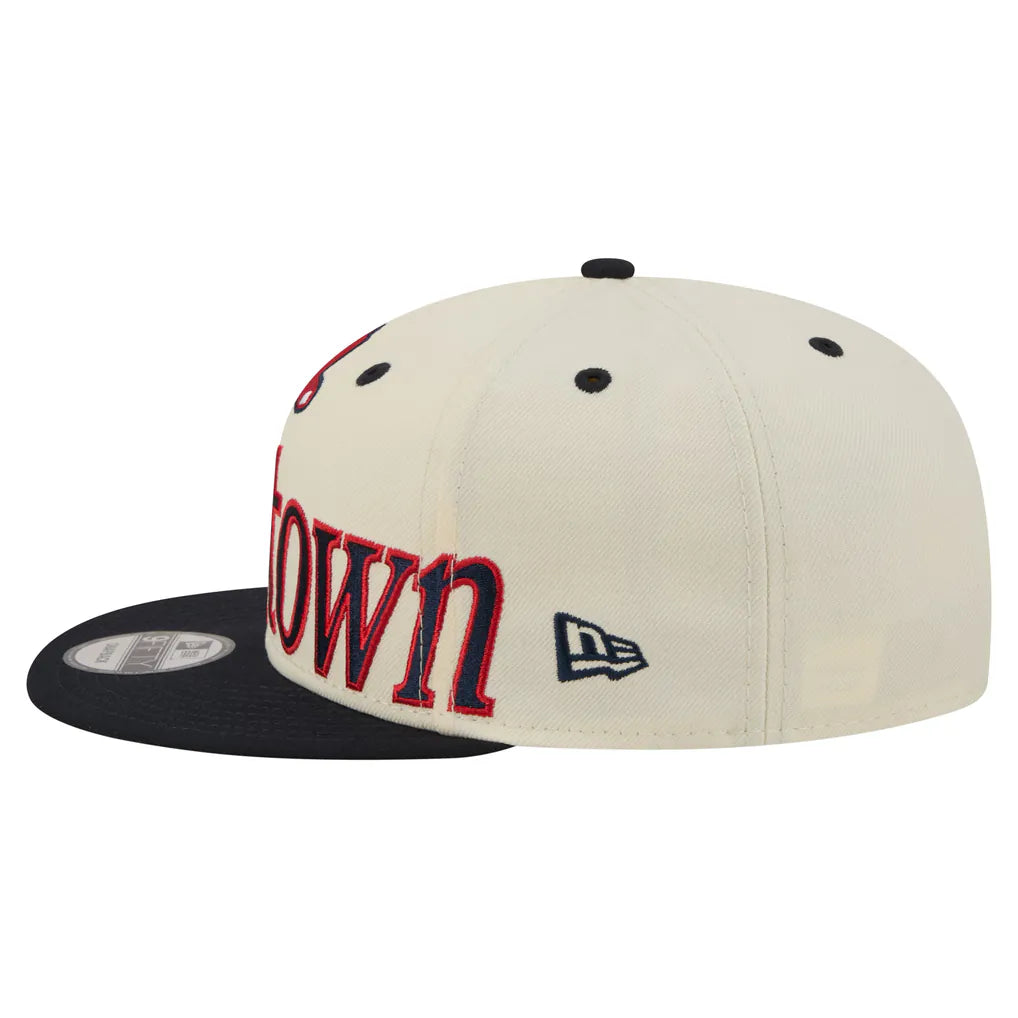 Boston Red Sox New Era Oversized Slogan 9FIFTY Snapback Hat - Cream