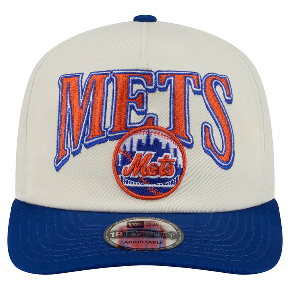 New York Mets New Era Vintage 19TWENTY Adjustable Hat - Cream/Royal