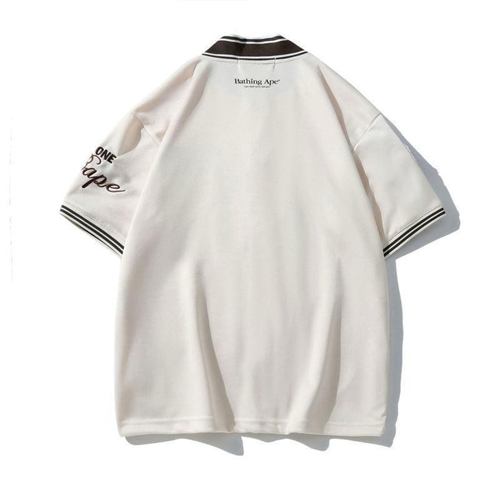 BATHNIG APE Men's BASEBALL JERSEY S/S SHIRT Brown / Ivory / Green