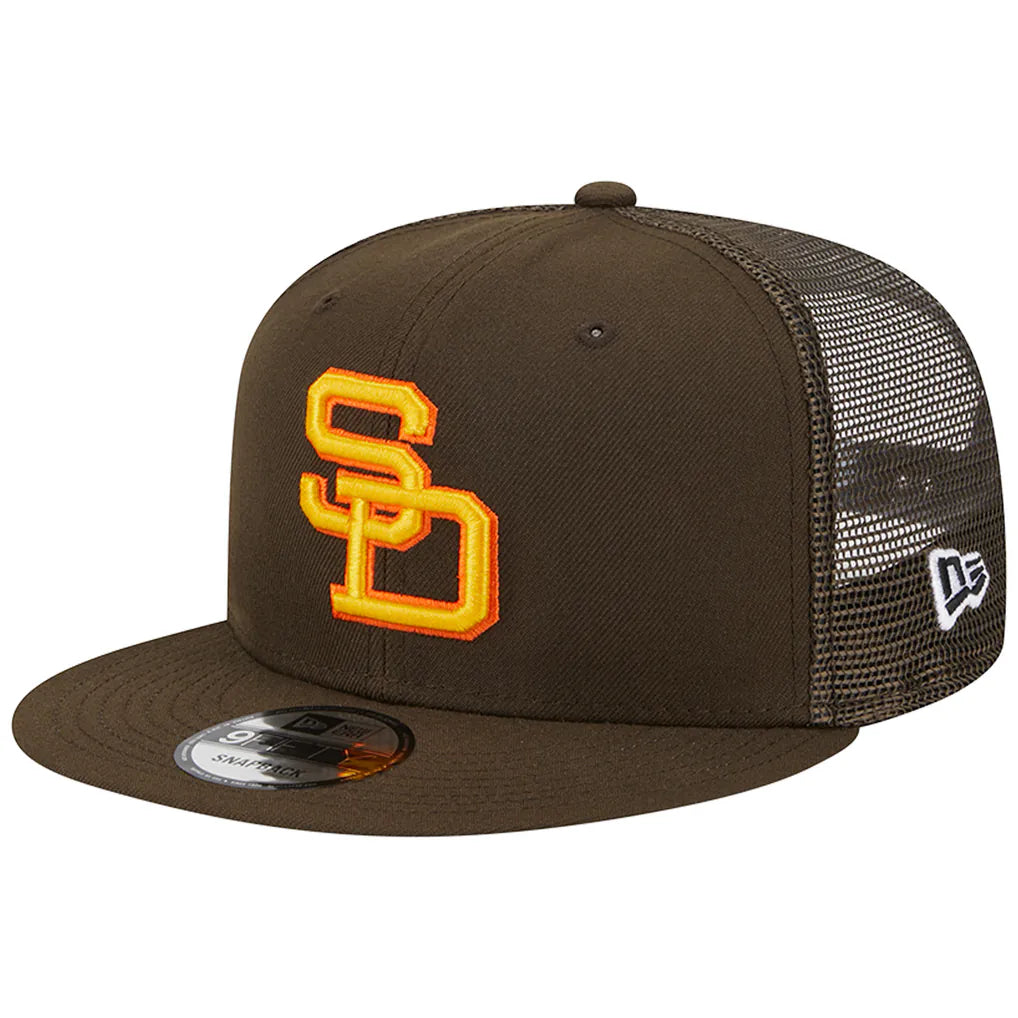 San Diego Padres New Era Cooperstown Collection Team Color Trucker 9FIFTY Snapback Hat - Brown Techwosell