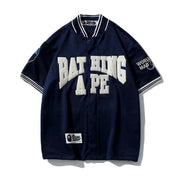 BATHNIG APE Men's BASEBALL JERSEY SHIRT Navy / Ivory / White Techwosell