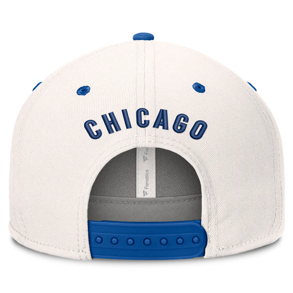 Chicago Cubs Fanatics Heritage Ballpark Snapback Hat - Cream/Royal Techwosell