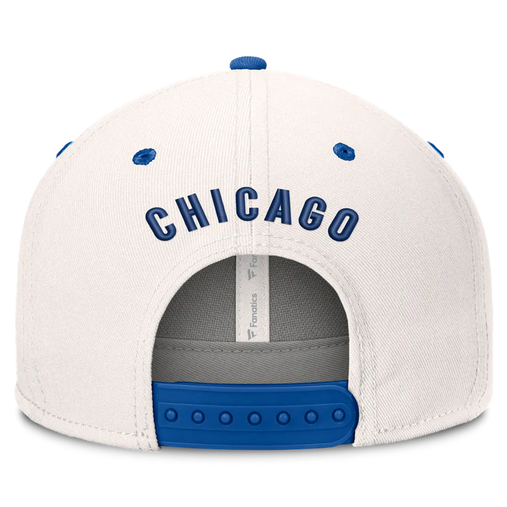 Chicago Cubs Fanatics Heritage Ballpark Snapback Hat - Cream/Royal
