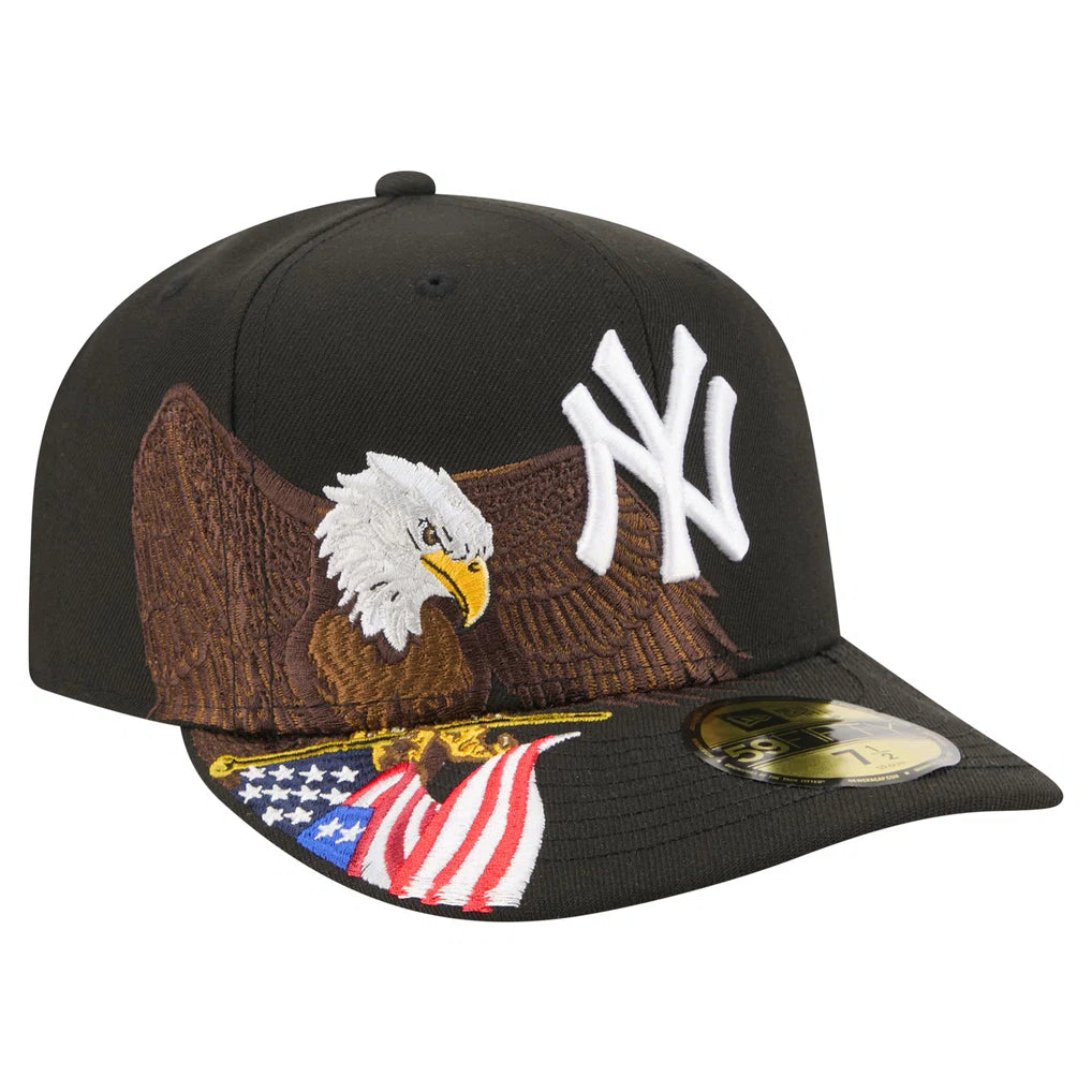 New York Yankees New Era Americana Bald Eagle Pre-Curved 59FIFTY Fitted Hat - Black Techwosell