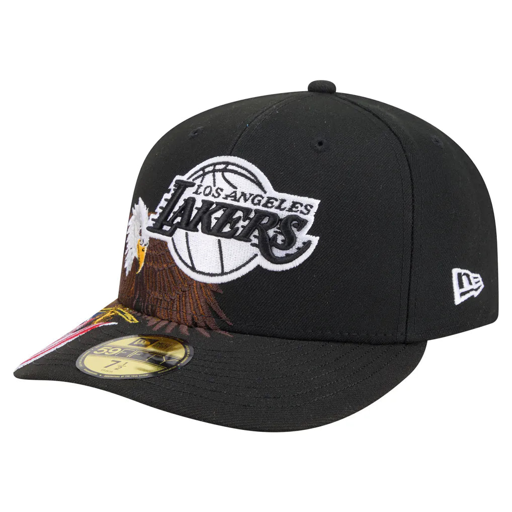 Los Angeles Lakers New Era Freedom Pre-Curved 59FIFTY Fitted Hat - Black