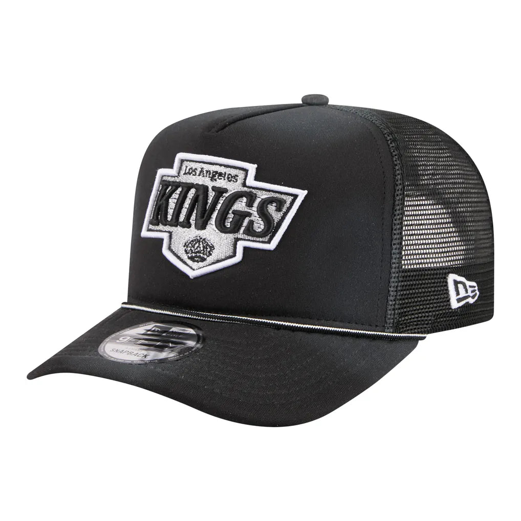 Los Angeles Kings New Era Faded A-Frame 9FIFTY Trucker Snapback Hat - Black