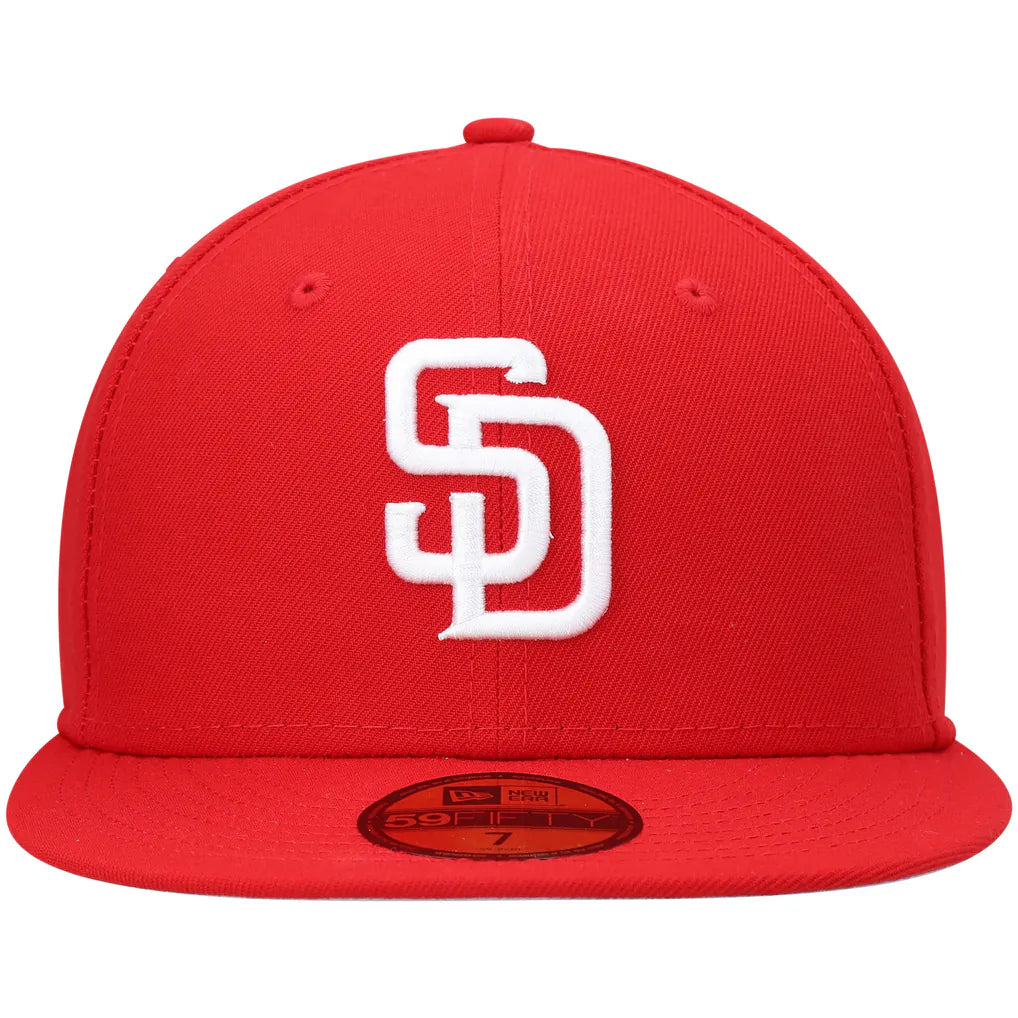 San Diego Padres New Era White Logo 59FIFTY Fitted Hat - Red