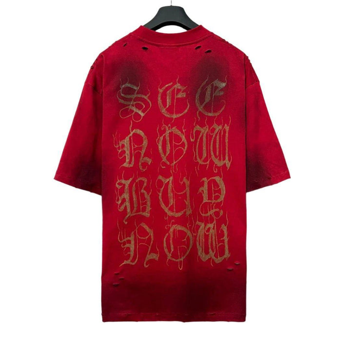 Balenciaga Red T-Shirt Without Collar