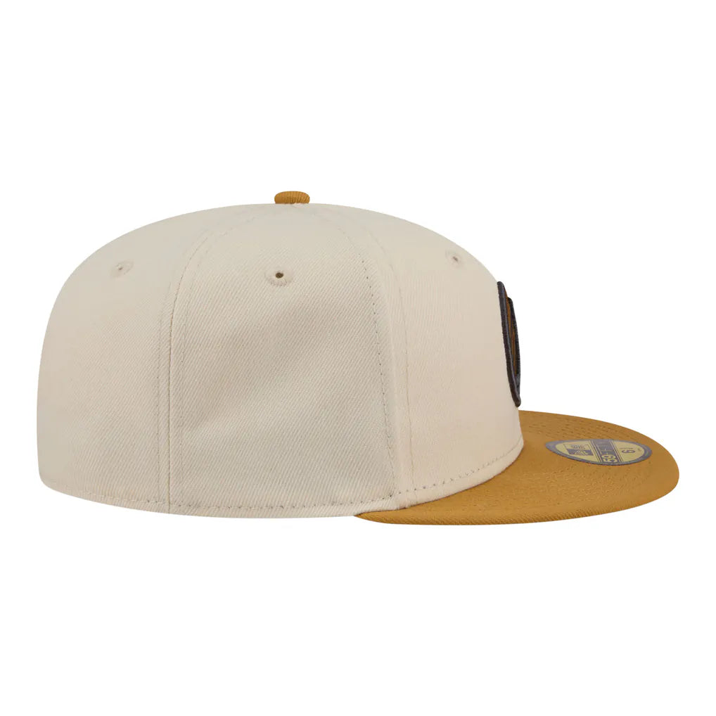 Golden State Warriors New Era Two-Tone Color Pack 59FIFTY Fitted Hat - Cream/Tan Techwosell