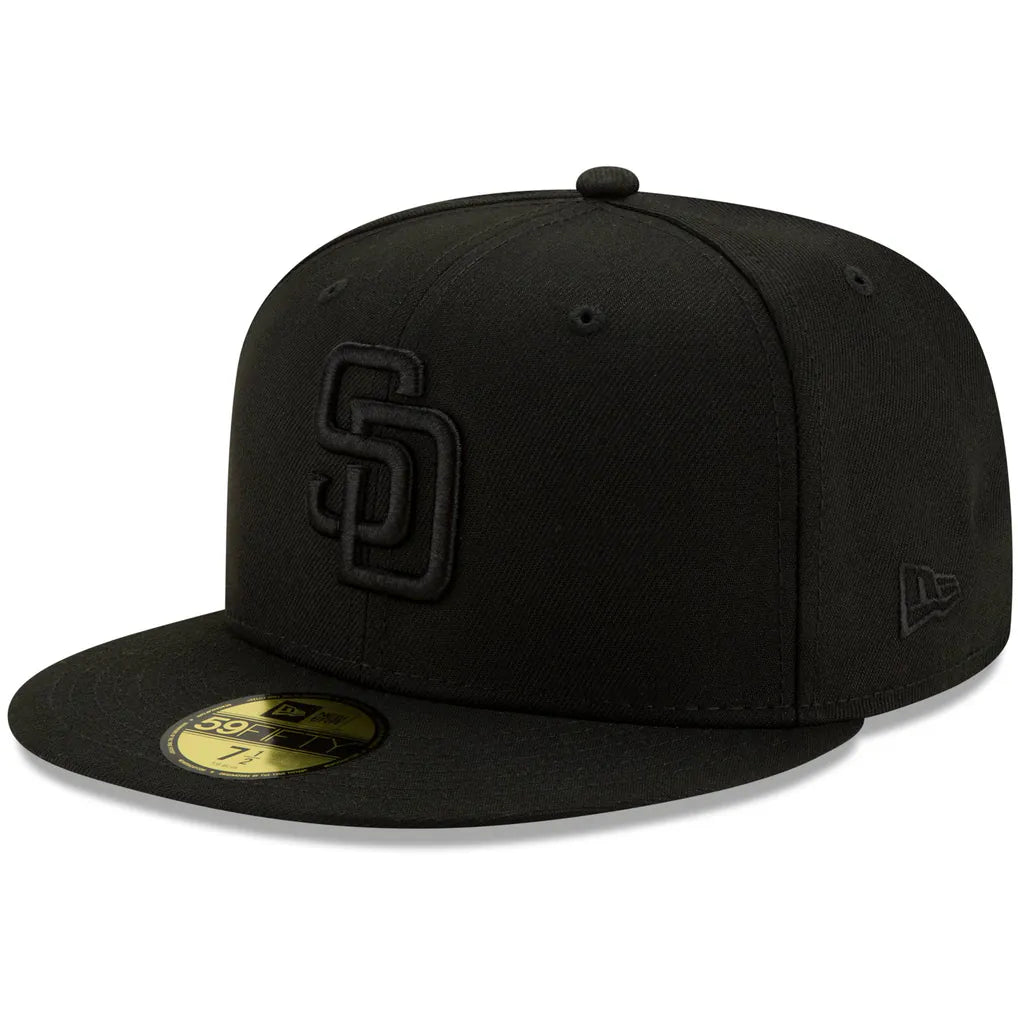 San Diego Padres New Era Black on Black 59FIFTY Fitted Hat - Black