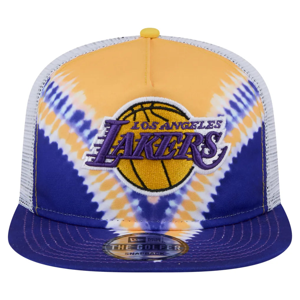 Los Angeles Lakers New Era Throwback Dye Golfer Snapback Hat - Purple/Gold Techwosell