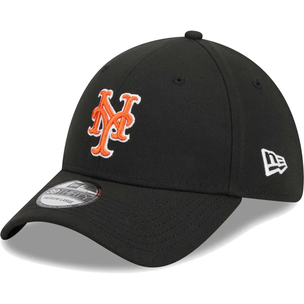 New York Mets New Era Logo 39THIRTY Flex Hat - Black Techwosell