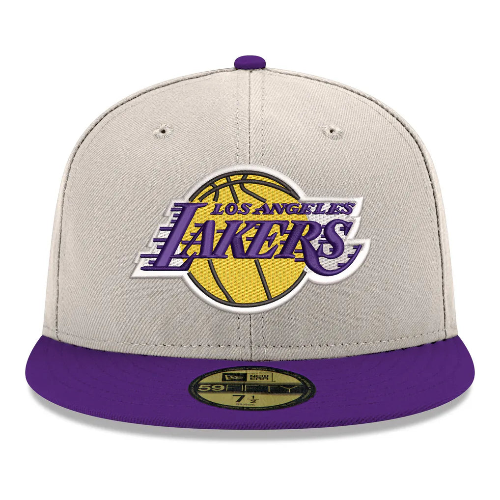 Los Angeles Lakers New Era Chrome 59FIFTY Fitted Hat - Gray/Purple