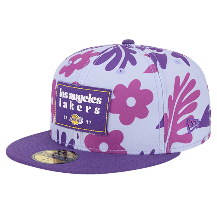 Los Angeles Lakers New Era Palm Fronds 2-Tone 59FIFTY Fitted Hat - Purple