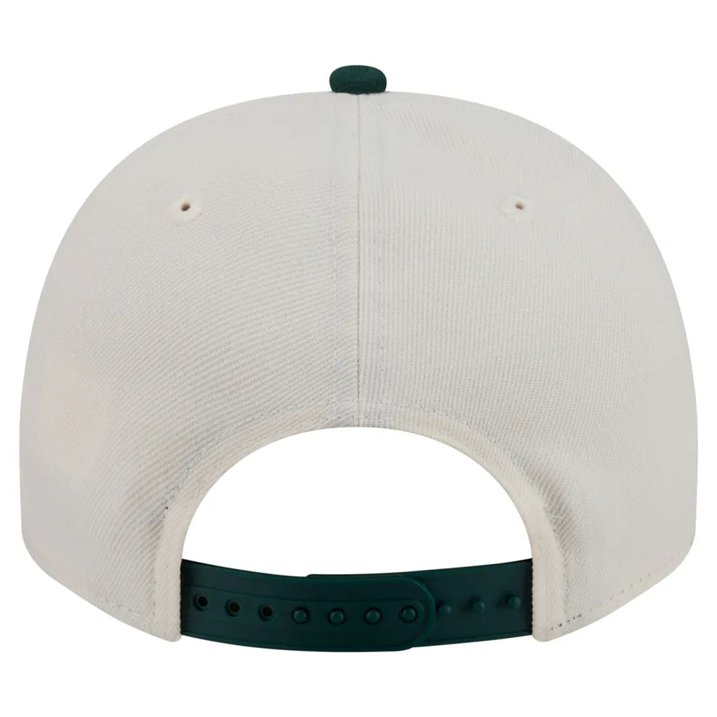 Atlanta Braves New Era Chrome A-Frame 9FIFTY Snapback Hat - Cream/Dark Green Techwosell