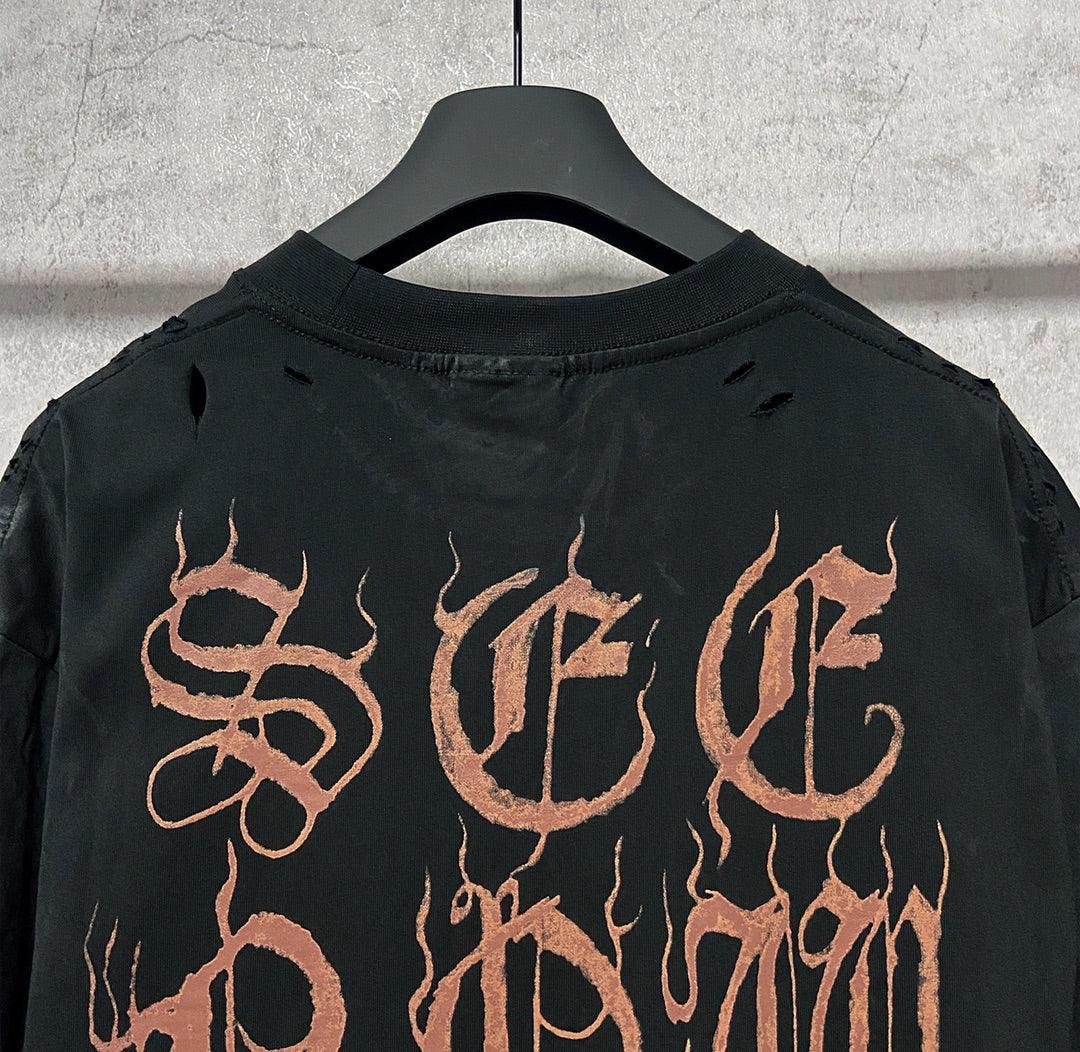 Balenciaga Faded Black T-Shirt Without Collar Techwosell