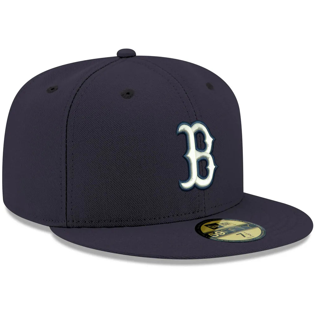 Boston Red Sox New Era White Logo 59FIFTY Fitted Hat - Navy