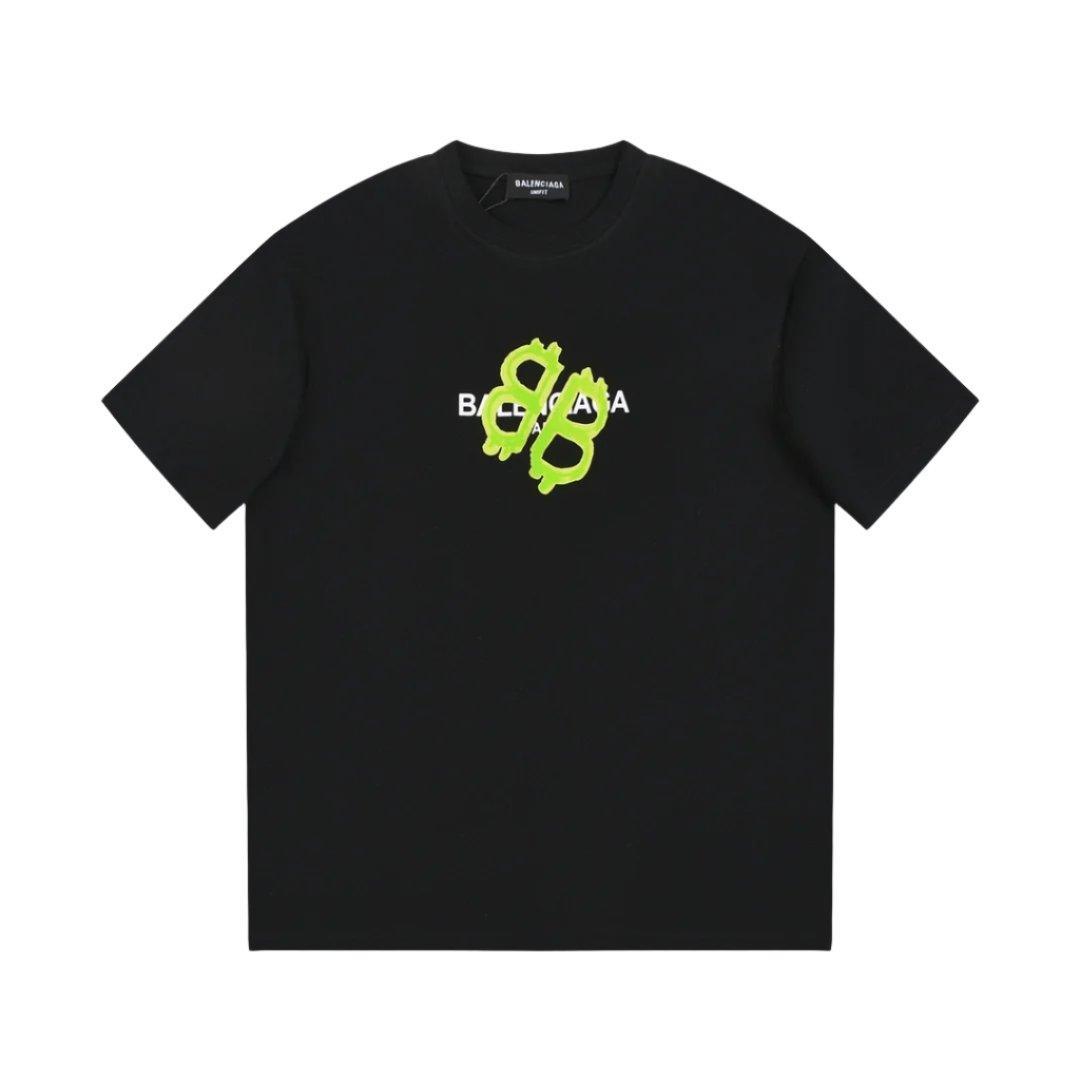 Balenciaga Black & Green T-Shirt Without Collar Techwosell