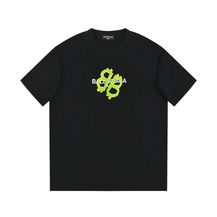 Balenciaga Black & Green T-Shirt Without Collar