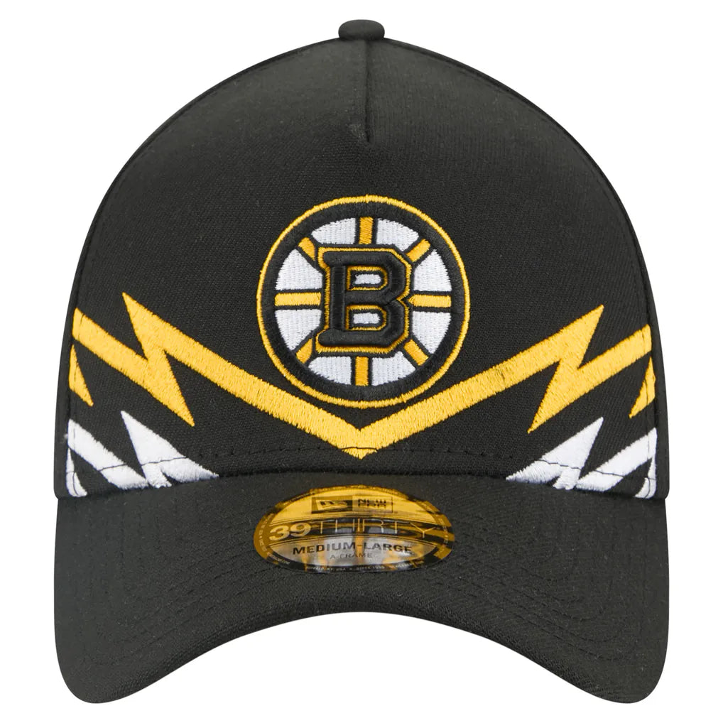 Boston Bruins New Era 39THIRTY A-Frame Perforated Flex Hat - Black Techwosell