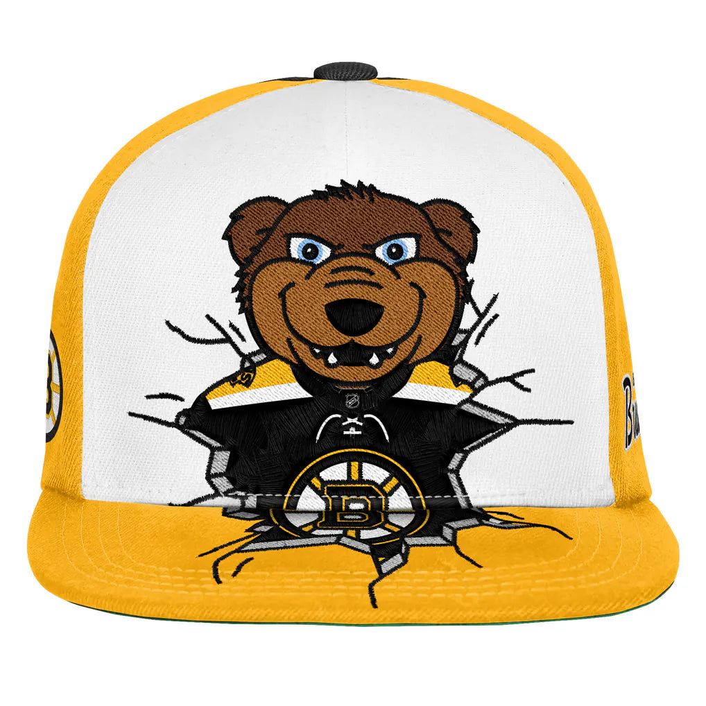 Boston Bruins Mitchell & Ness Youth Mascot Snapback Hat - Black Techwosell