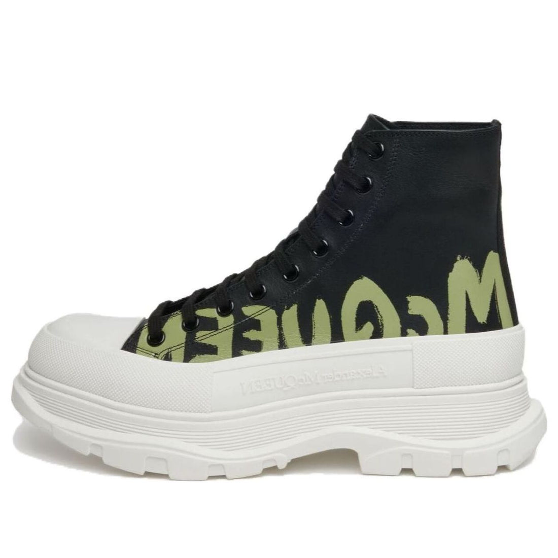 Alexander McQueen Tread Slick Lace-up High Top Shoes 'Black White Techwosell