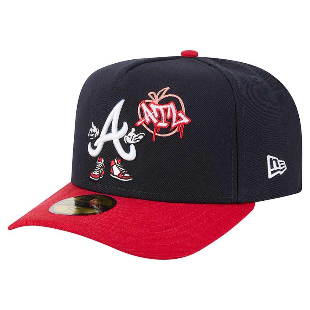 Atlanta Braves New Era Cartoon A-Frame 59FIFTY Fitted Hat - Navy/Red Techwosell